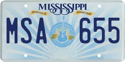 MS license plate MSA655