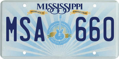 MS license plate MSA660