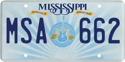 MS license plate MSA662