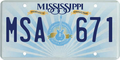 MS license plate MSA671