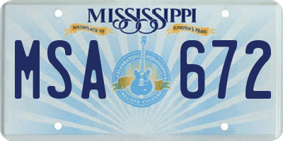 MS license plate MSA672