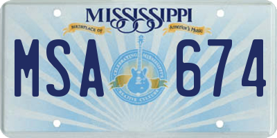 MS license plate MSA674