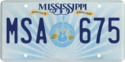 MS license plate MSA675