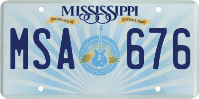 MS license plate MSA676