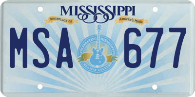MS license plate MSA677