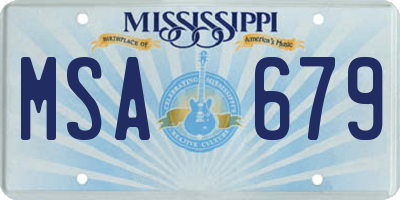 MS license plate MSA679