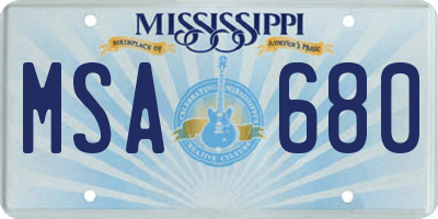 MS license plate MSA680