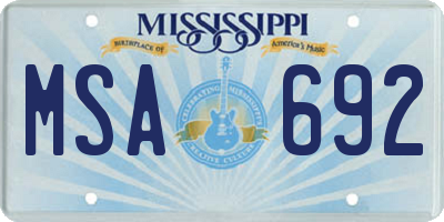 MS license plate MSA692