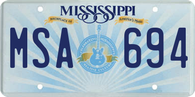 MS license plate MSA694