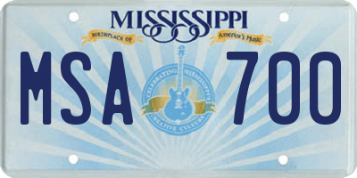 MS license plate MSA700