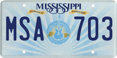 MS license plate MSA703