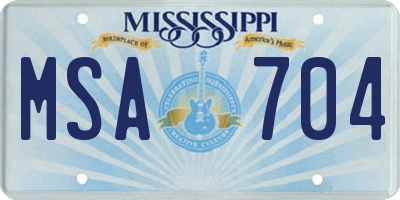 MS license plate MSA704