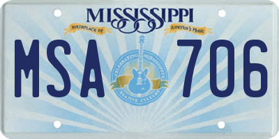 MS license plate MSA706