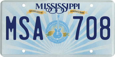 MS license plate MSA708