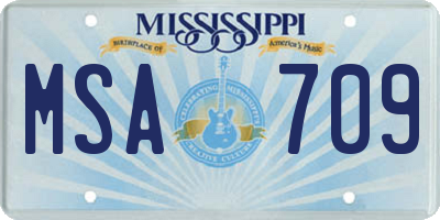MS license plate MSA709