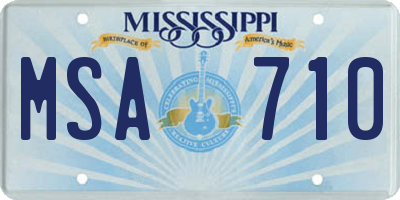 MS license plate MSA710