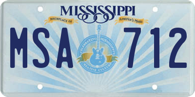 MS license plate MSA712