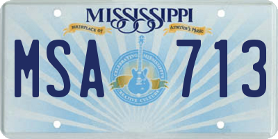MS license plate MSA713