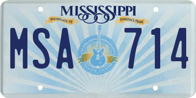 MS license plate MSA714
