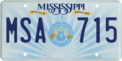 MS license plate MSA715