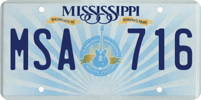 MS license plate MSA716