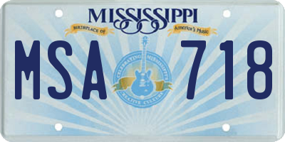 MS license plate MSA718