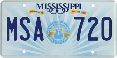 MS license plate MSA720
