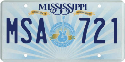MS license plate MSA721