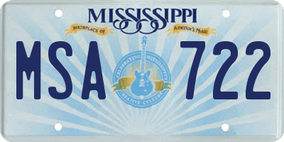 MS license plate MSA722