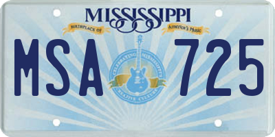 MS license plate MSA725