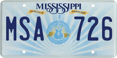 MS license plate MSA726
