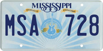 MS license plate MSA728