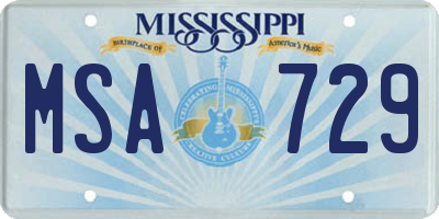 MS license plate MSA729