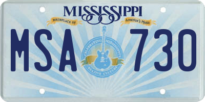 MS license plate MSA730