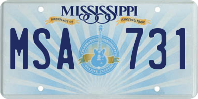 MS license plate MSA731