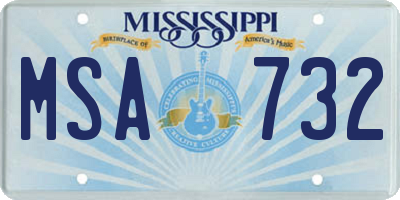 MS license plate MSA732