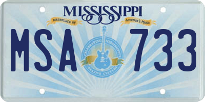 MS license plate MSA733