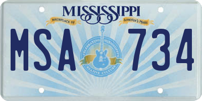 MS license plate MSA734