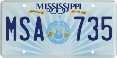 MS license plate MSA735