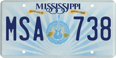 MS license plate MSA738