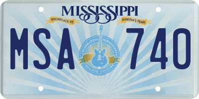 MS license plate MSA740