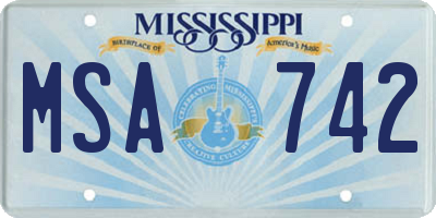 MS license plate MSA742