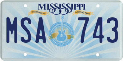 MS license plate MSA743