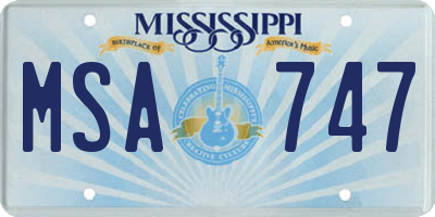 MS license plate MSA747