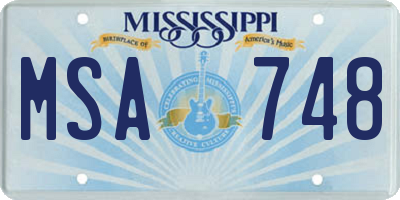 MS license plate MSA748