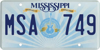 MS license plate MSA749