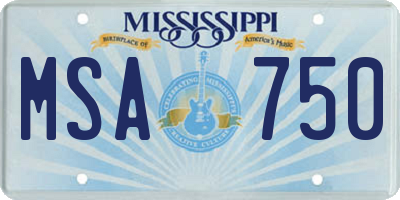 MS license plate MSA750