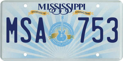 MS license plate MSA753