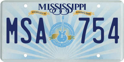 MS license plate MSA754