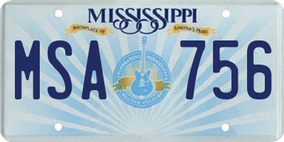 MS license plate MSA756